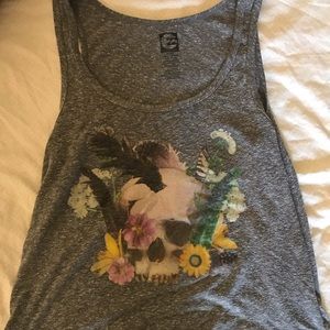 Billabong Cute Tank Top Small Soft Skull Flowers